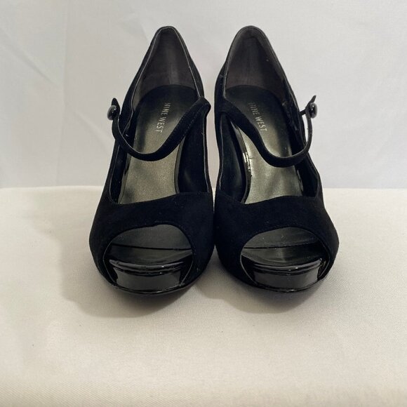 Peep Toe Suede High Heel Shoes - Picture 2 of 16